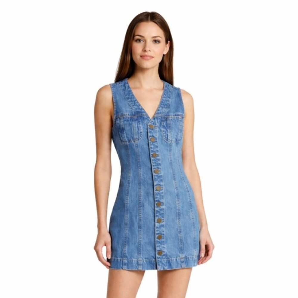 NWT Frame Denim Sleeveless Trucker Pocket Mini Dress